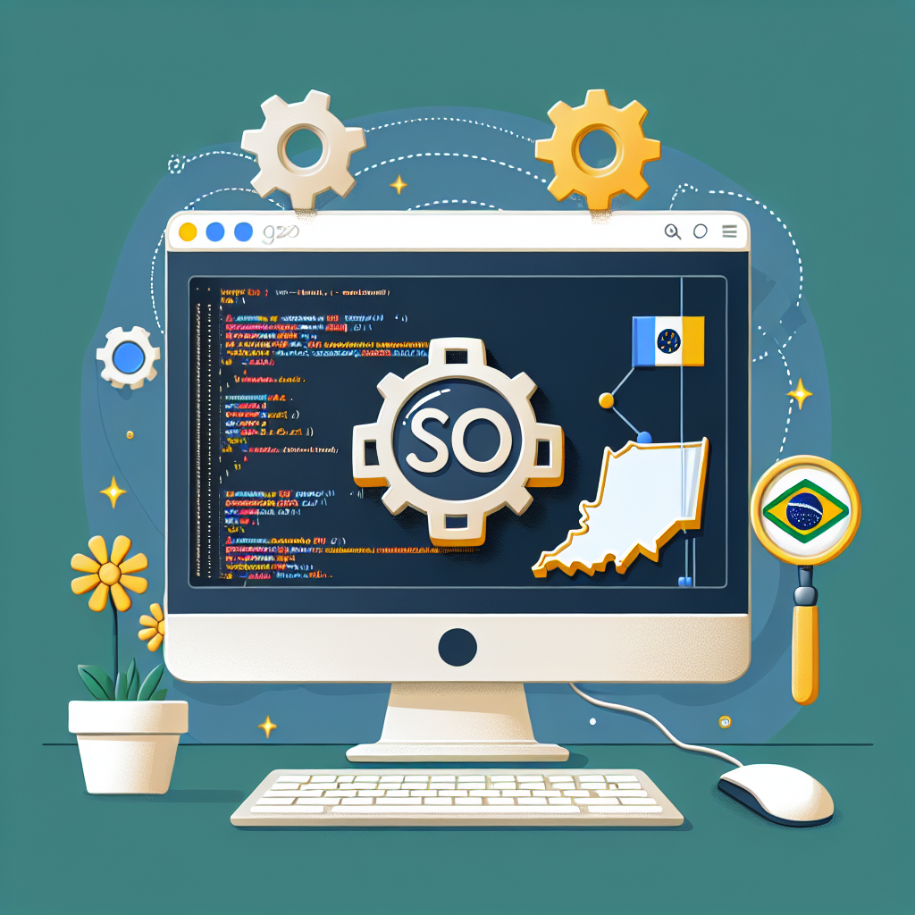 A close-up image of a computer screen displaying SEO Plugin Development services in Brazil, IN. The screen shows Plugineti...